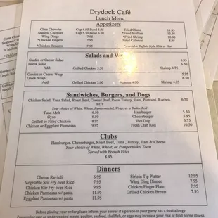 menu