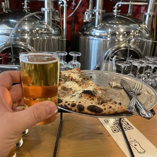 Fungus among us pizza and beer.