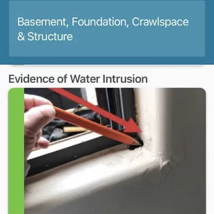 Rotted wood. Water entering corner of window