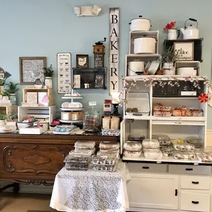 a display of cakes and pastries