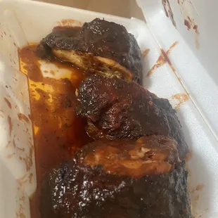 ribs in a styrofoam container