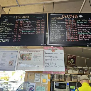 menus and prices on a blackboard