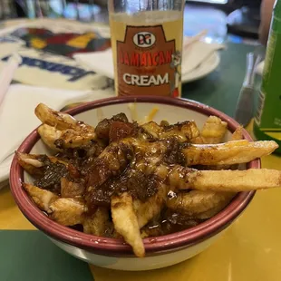 D's fries in oxtail gravy and cheese