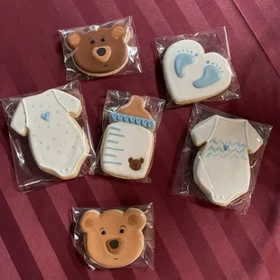 A few of the cookie designs for our baby shower.