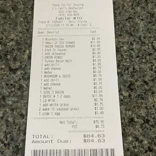 menu