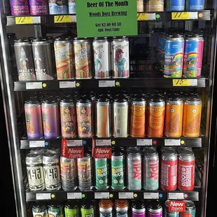 a display of beer cans