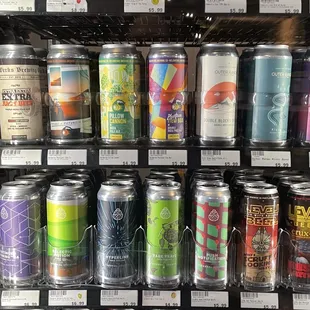 a display of cans