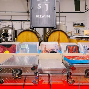 a variety of beers on a table