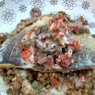 Orata w/Lentils, Capers &amp; Tomatoes