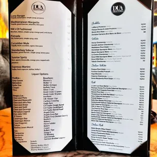 Cocktail/Wine List