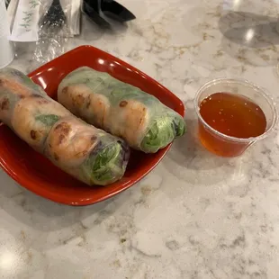 A2. Spring Rolls and fish sauce.