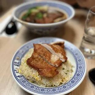 pork chop fried rice with egg