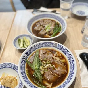 Braised Beef Brisket Noodle Soup and Classic Braised Beef Shank Noodle Soup