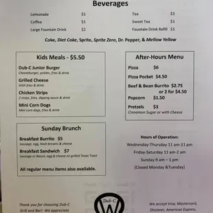 menu