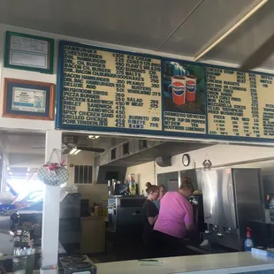 a menu on the wall
