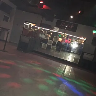 a brightly colored light on the floor