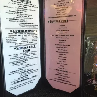 Current selection of beverages