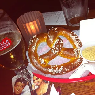 Stella and a soft pretzel!  Hell yes!