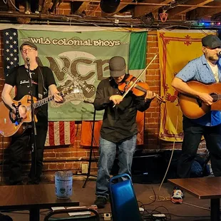 a band playing on stage