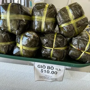 a pile of wrapped rice