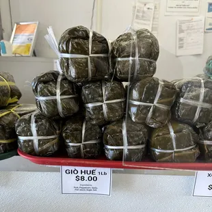 a pile of wrapped up food