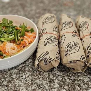 pickled daikon &amp; carrots, cucumber,  jalapeño and cilantro on the side