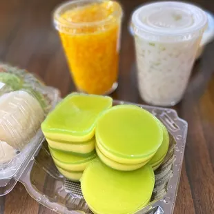 a variety of food items on a table