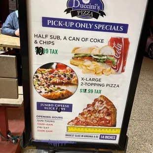 Pick-Up Only Specials