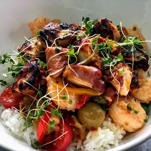 a bowl of rice and vegetables