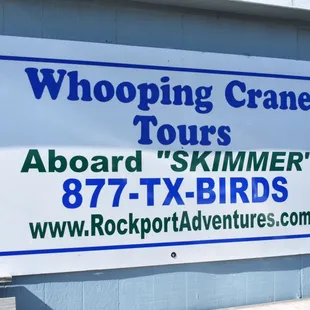 We offer Whooping Crane Tours during the months of November through March! Call us to book a tour!