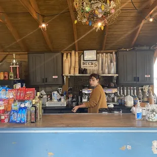 a man standing at the counter