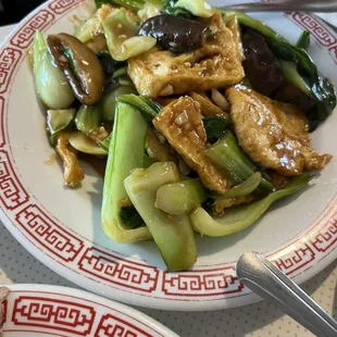 Bok Choi w mushrooms and fried tofu