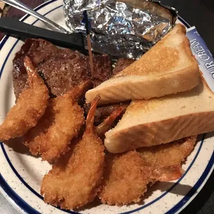 Rare steak on steak and shrimp night.