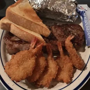 Medium rare steak at steak and shrimp night.