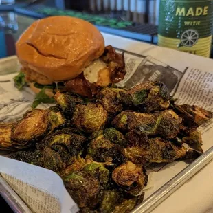 Chicken Sandwich &amp; Brussel Sprouts