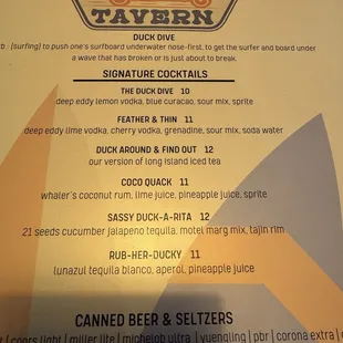 menu
