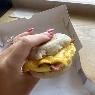 Bacon, Egg, and Cheese Sandwich on English Muffin