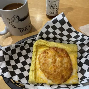 BEST COFFEE along with sad greasy egg sando. Avoid the latter.