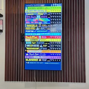 a menu on the wall