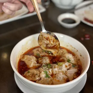 Spicy Shrimp and Pork Wonton with Chili Oil