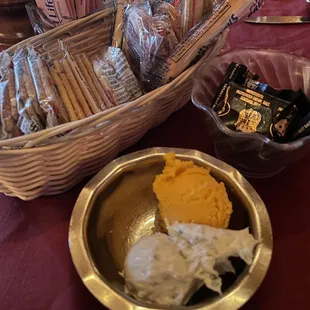 Cheese Spreads and cracker basket