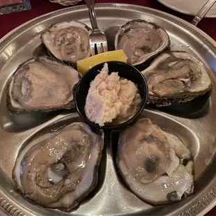 Oysters - fresh - horseradish has a kick! We had to request the cocktail sauce.