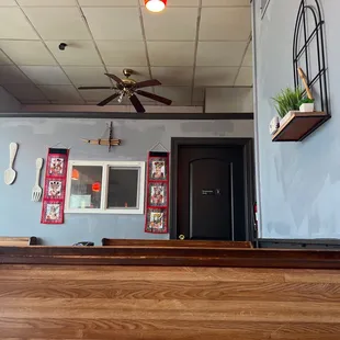 a view of the dining area