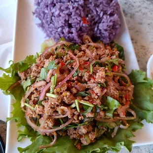 Cook beef larb
