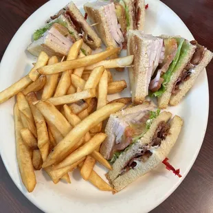 Triple decker club and fries