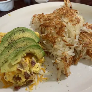 ABC scramble. The avocado was not ripe. Slices were near hard.
