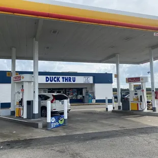 gas pumps at a gas station