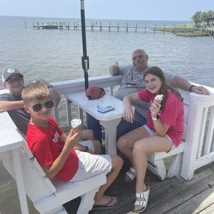 a family enjoying ice cream