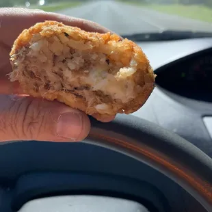 Perfect driving snack . Awesome boudin balls