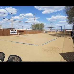 Volleyball field during the summer time.